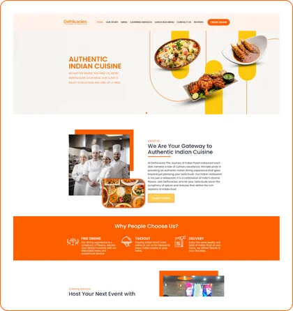 Delhicacies website landing page overview