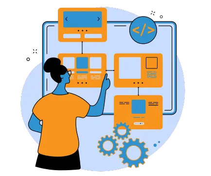 Illustration image that shows the process of On-Page SEO to increase website visibility.