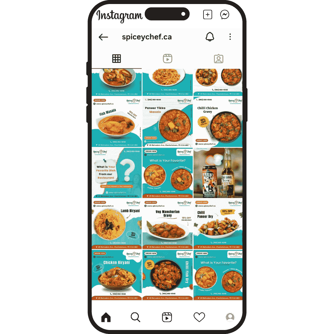 The Instagram feed of Spicey Chef Charlottetown restaurant which is located in Charlottetown, PEI, Canada